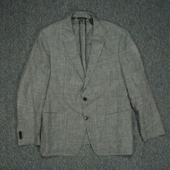 Banana Republic Blazer Mens 44R Distressed Gray Linen Slim Fit Sport Coat Jacket